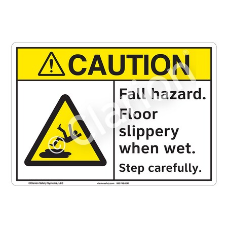 ANSI/ISO Compliant Caution Fall Hazard Safety Signs Indoor/Outdoor Aluminum (BE) 14 X 10